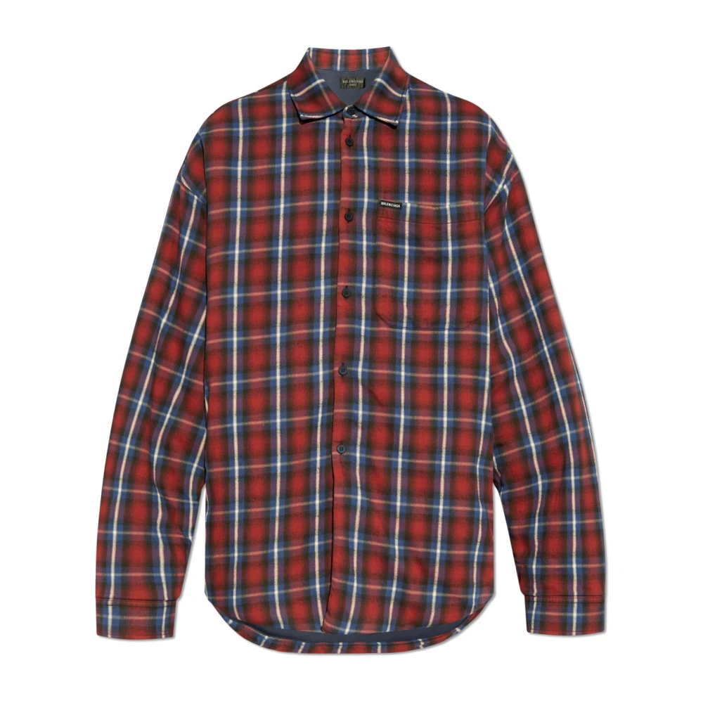Balenciaga Geruit patroon overhemd Red Heren