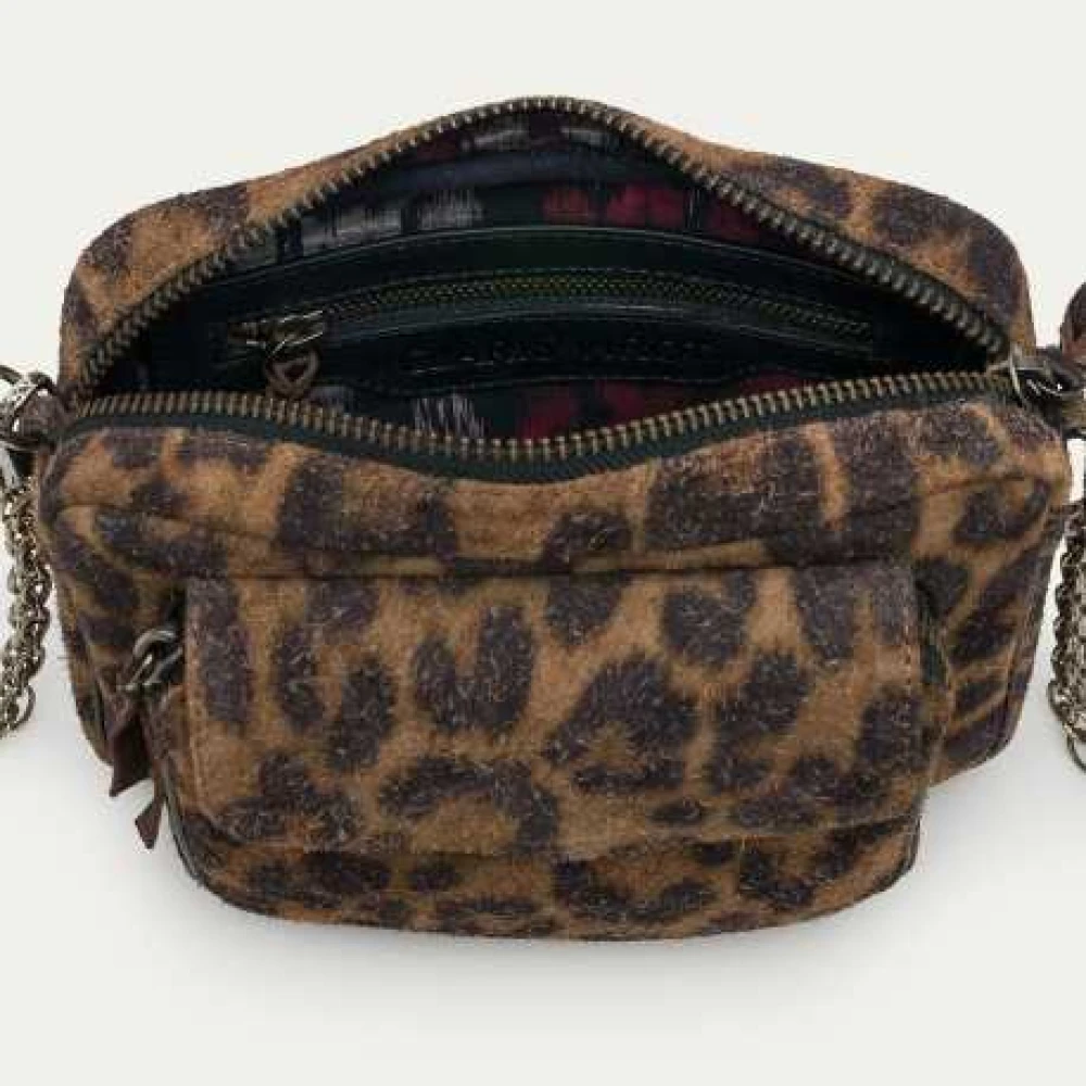 Claris Virot Luipaard Vintage Bruin Beige Leren Tas Brown Dames