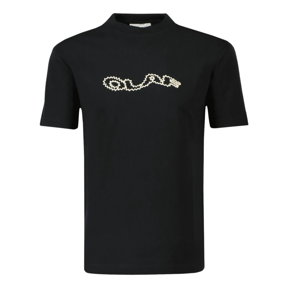 Olaf Hussein Zigzag Wavy Drift Tee T-shirt Zwart Black Heren