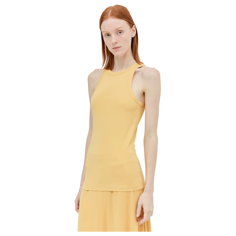 Totême Women's Yellow Ribbed Crewneck Tank Top - Sleeveless Tops - S - Tops