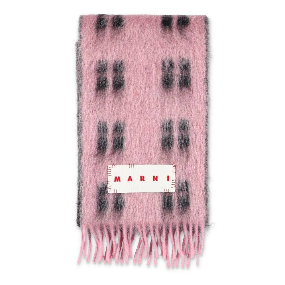 Marni Roze Geruite Sjaal Aw24 Pink Heren