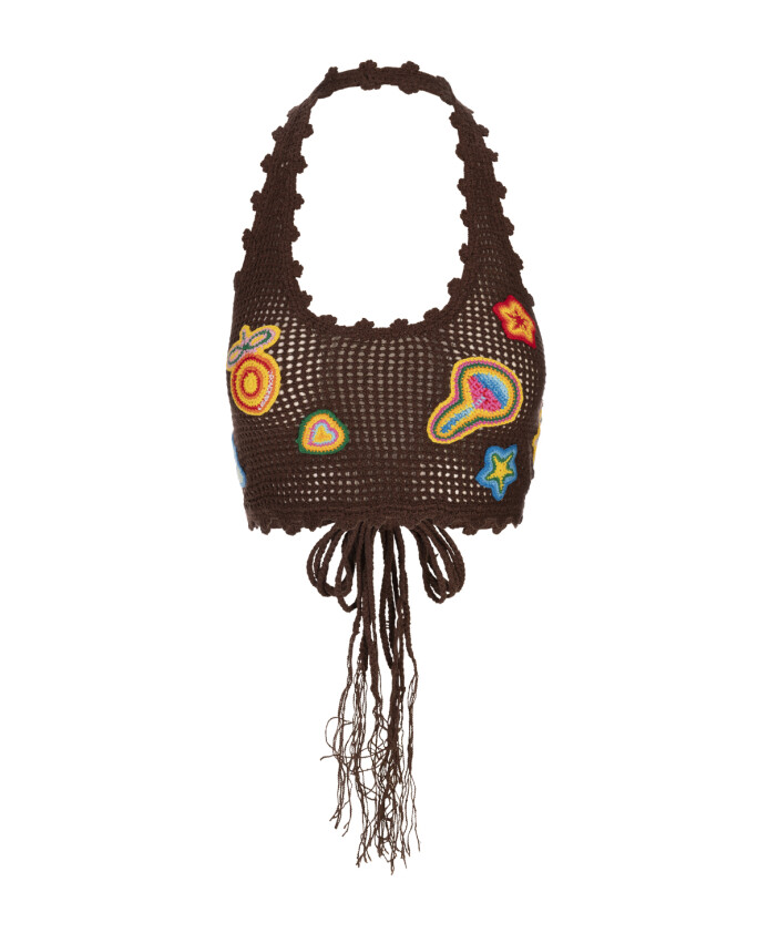 haut-en-soie-et-lin-marron-avec-application-en-coton