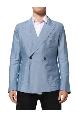 Ljusblå Linnejacka Blazer