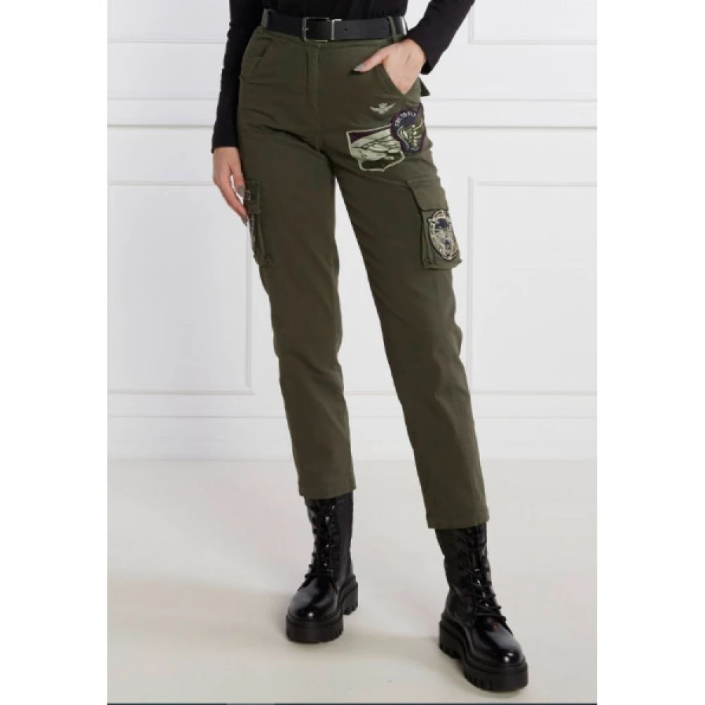 aeronautica militare Cargo Broek met Regular Fit Green Dames