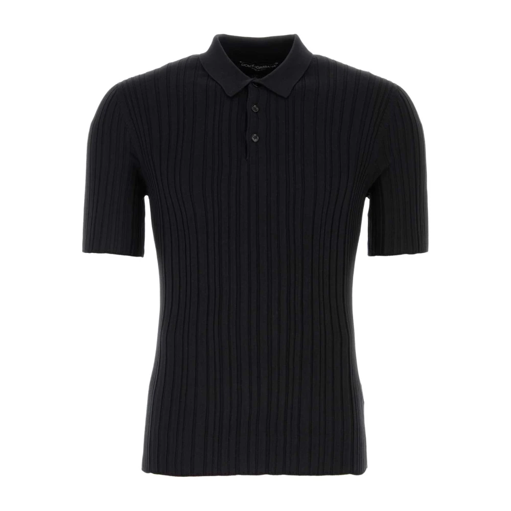 Dolce & Gabbana Zijde Blend Polo Shirt Black Heren