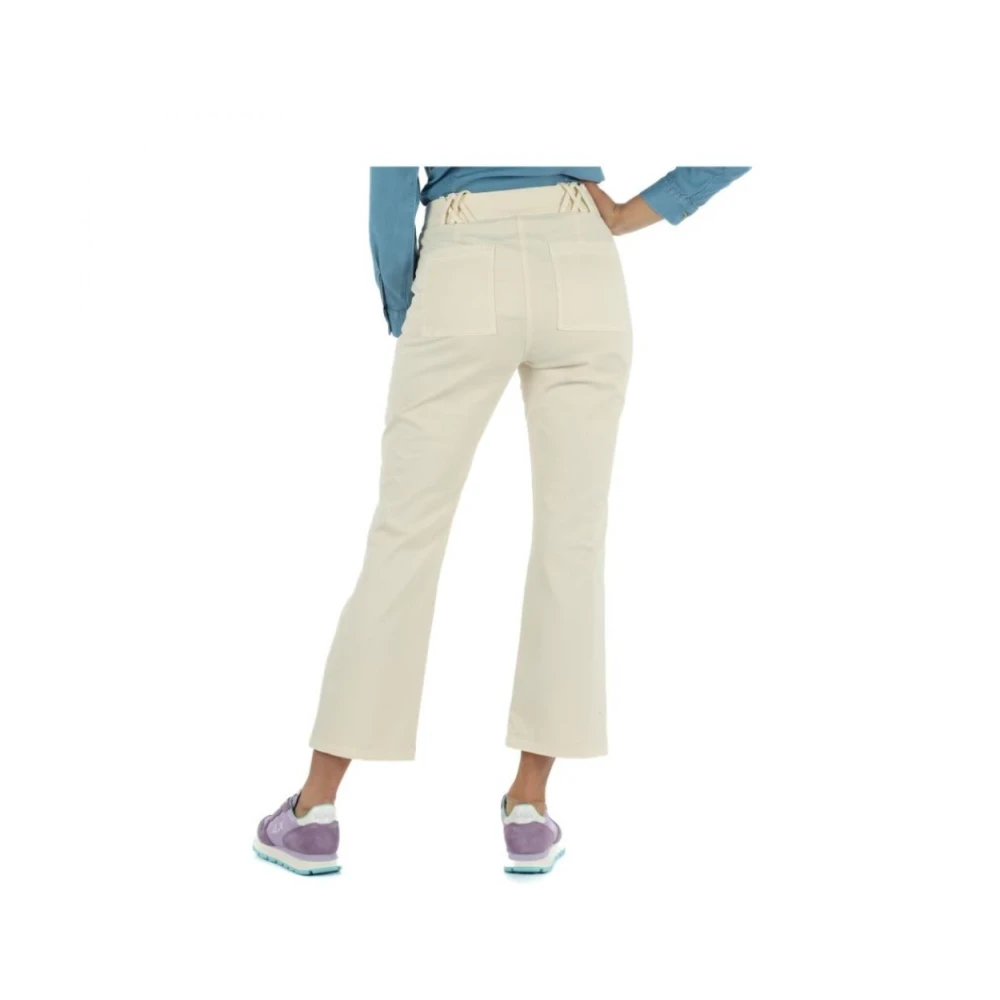 Pennyblack Katoenen Broek Grijs Label Beige Dames