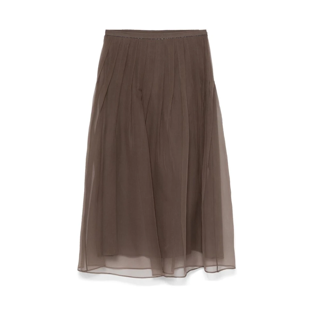 BRUNELLO CUCINELLI Olijfbruine Monili Ketting Rok Brown Dames