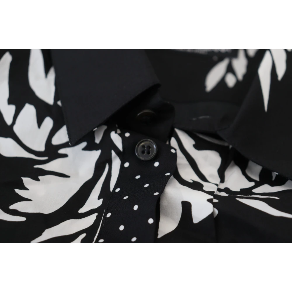 Dolce & Gabbana Zwarte Palmbomen Zijden Shirt Black Heren