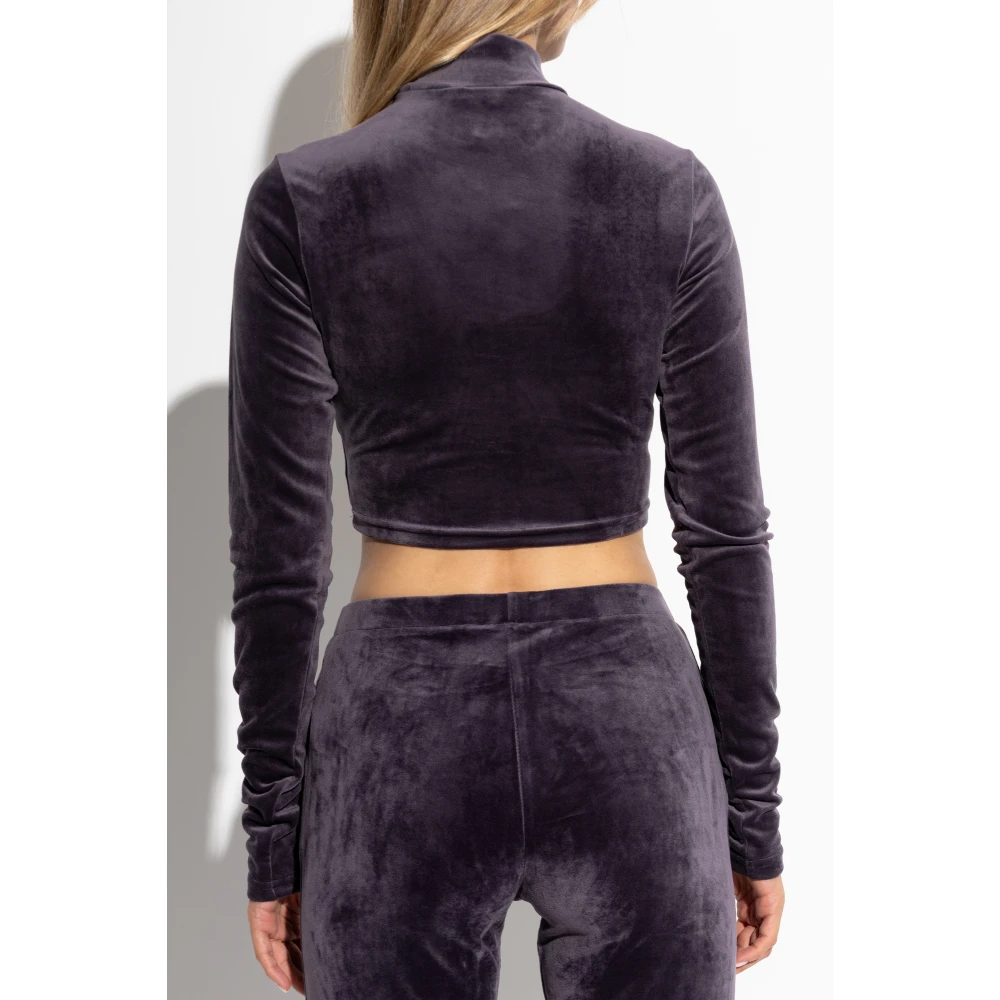 adidas Originals Velours top met opstaande kraag Purple Dames
