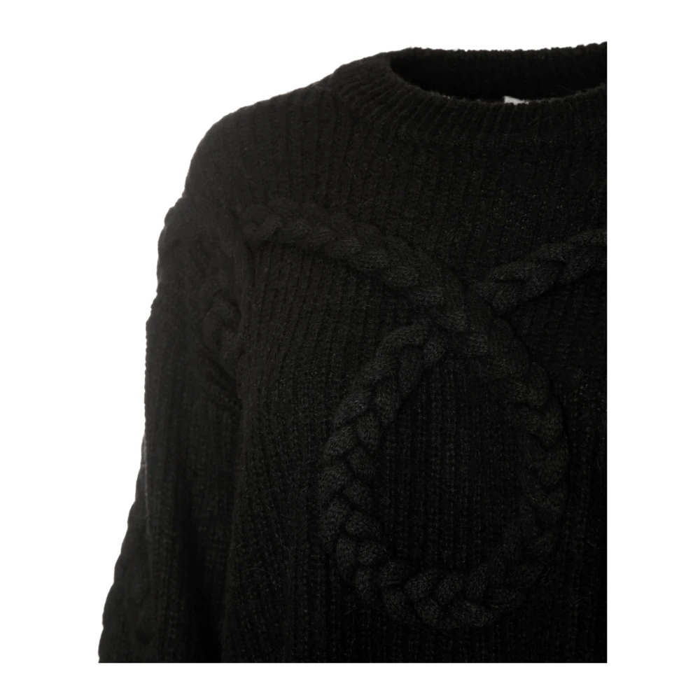 Munthe Gebreide Trui met Frontaal Kabel Detail Black Dames