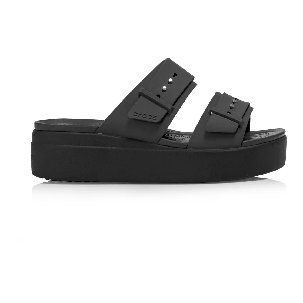 Crocs Donna Nero Ciabattine Con Tacco Brooklyn - Immagine 4