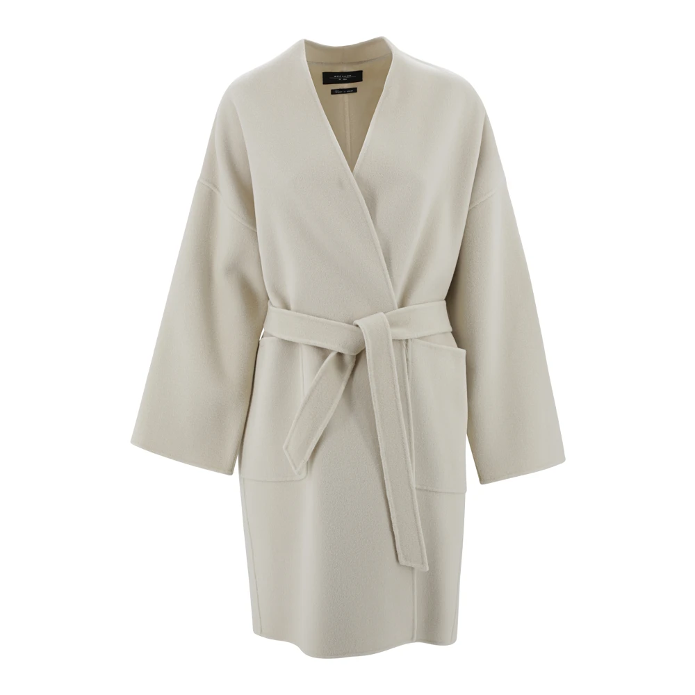 Max Mara Weekend Midi Robejas met shawlkraag Beige Dames