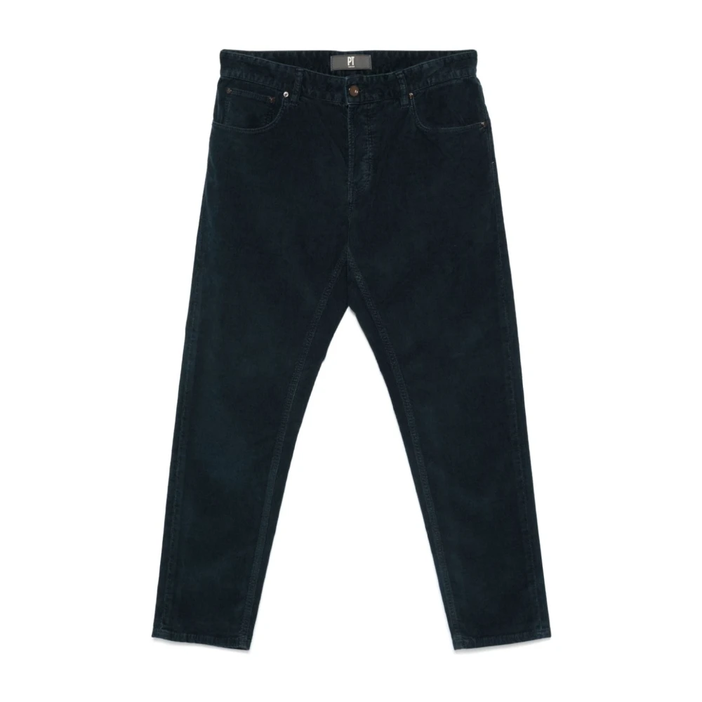 PT Torino Blauwe Corduroy Broek Klassieke Stijl Blue Heren