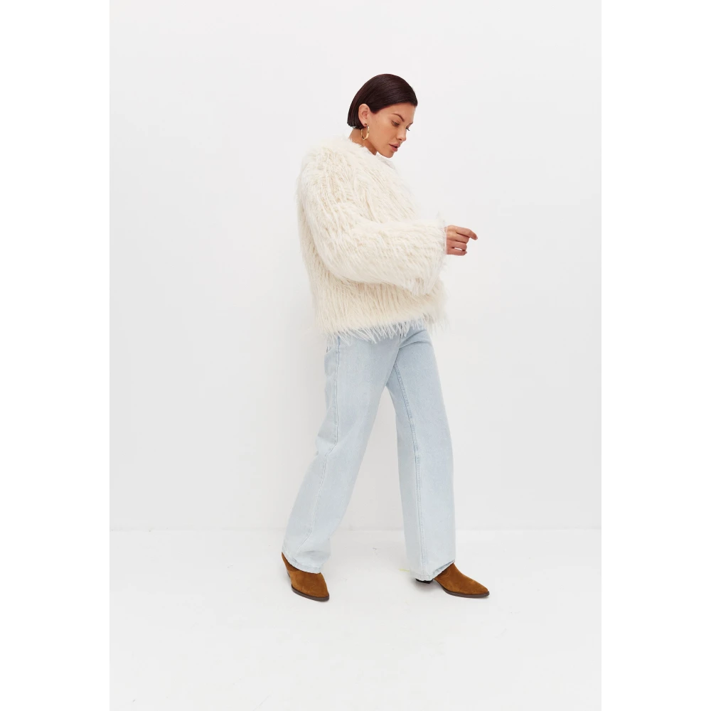 Cesare Gaspari Winter Nep Bont Jas Wit White Dames