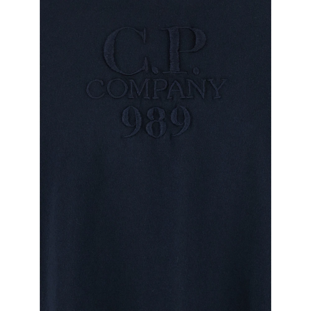 C.P. Company Blauw Logo Geborduurd T-Shirt Katoen Man Blue Heren