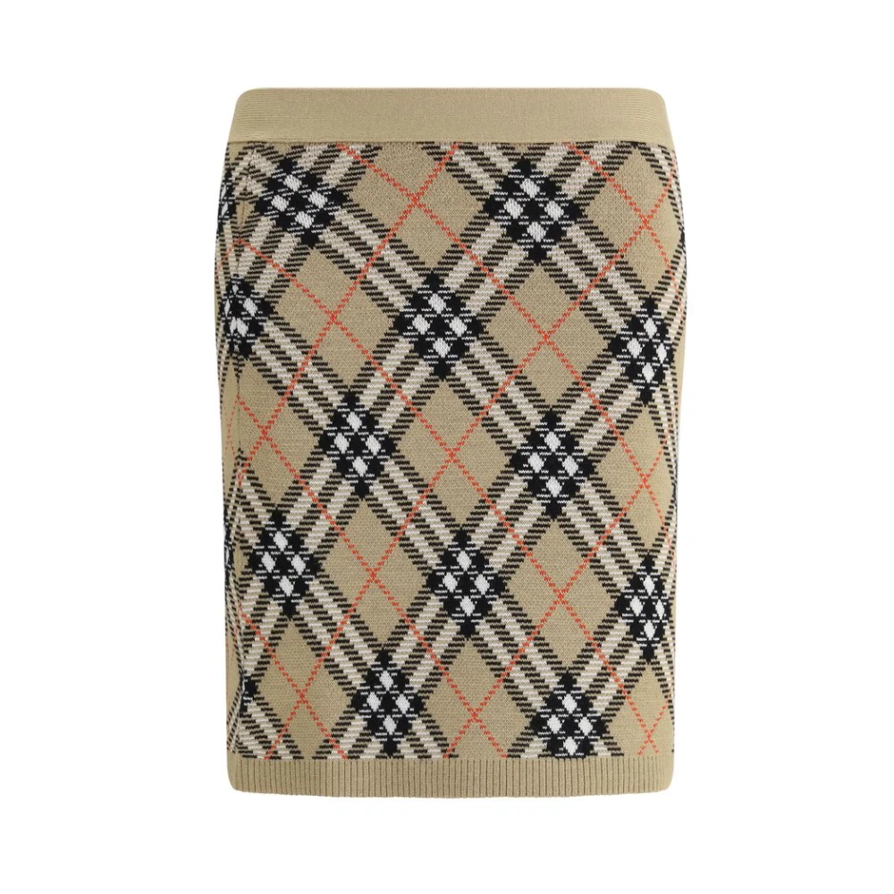 Burberry Women's Beige Short Skirts, Xs, Check Miniskirt With Elastic Waist