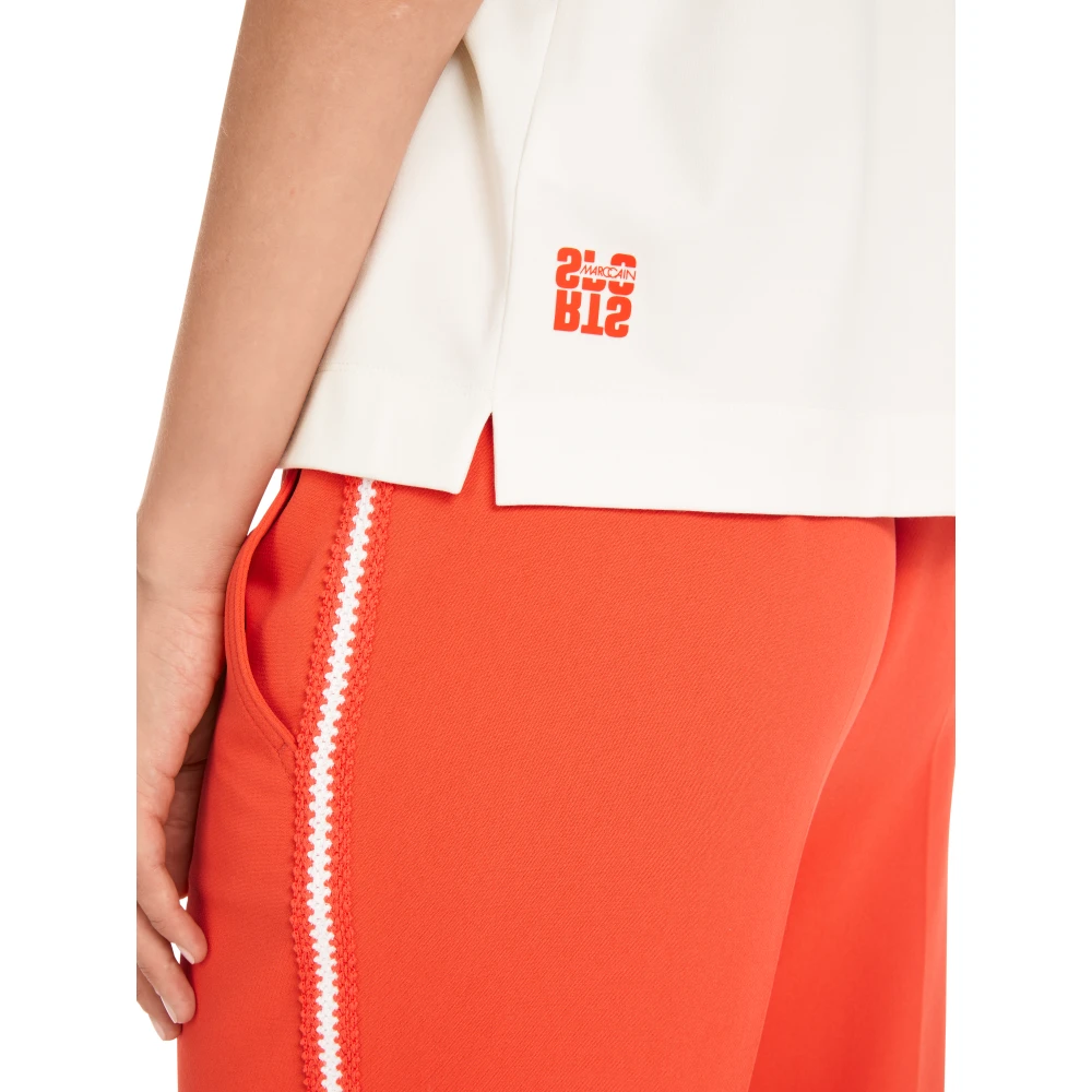 Marc Cain Gestreept Cropped T-shirt White Dames