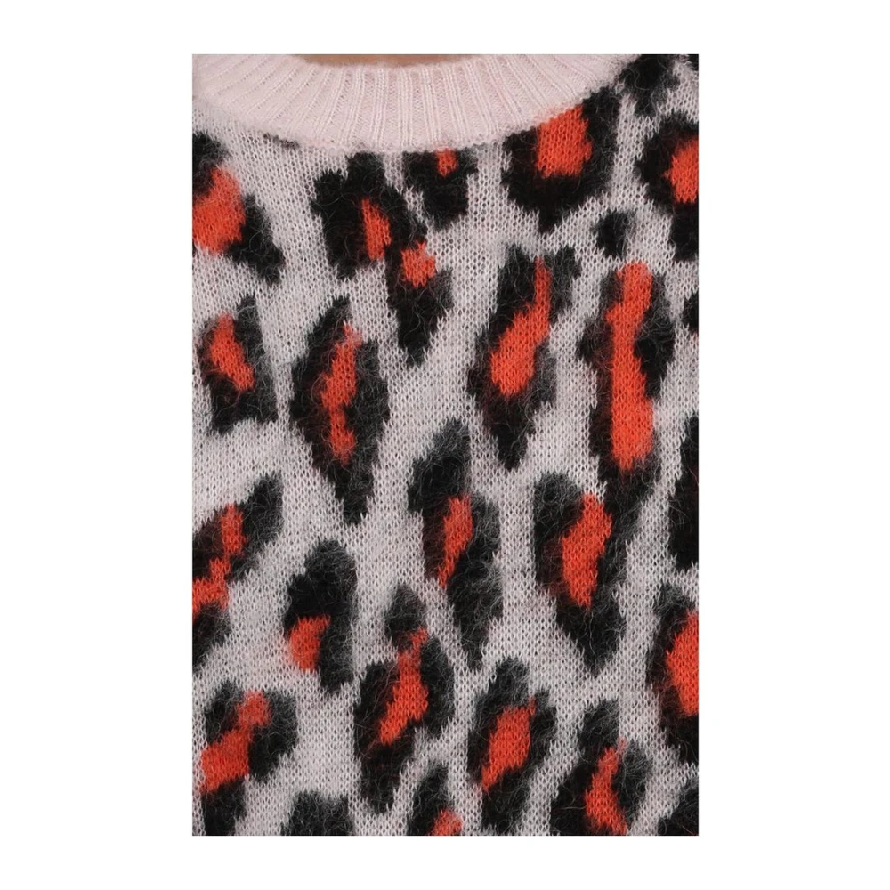 Msgm Leopard Print Mohair Sweater Multicolor Dames