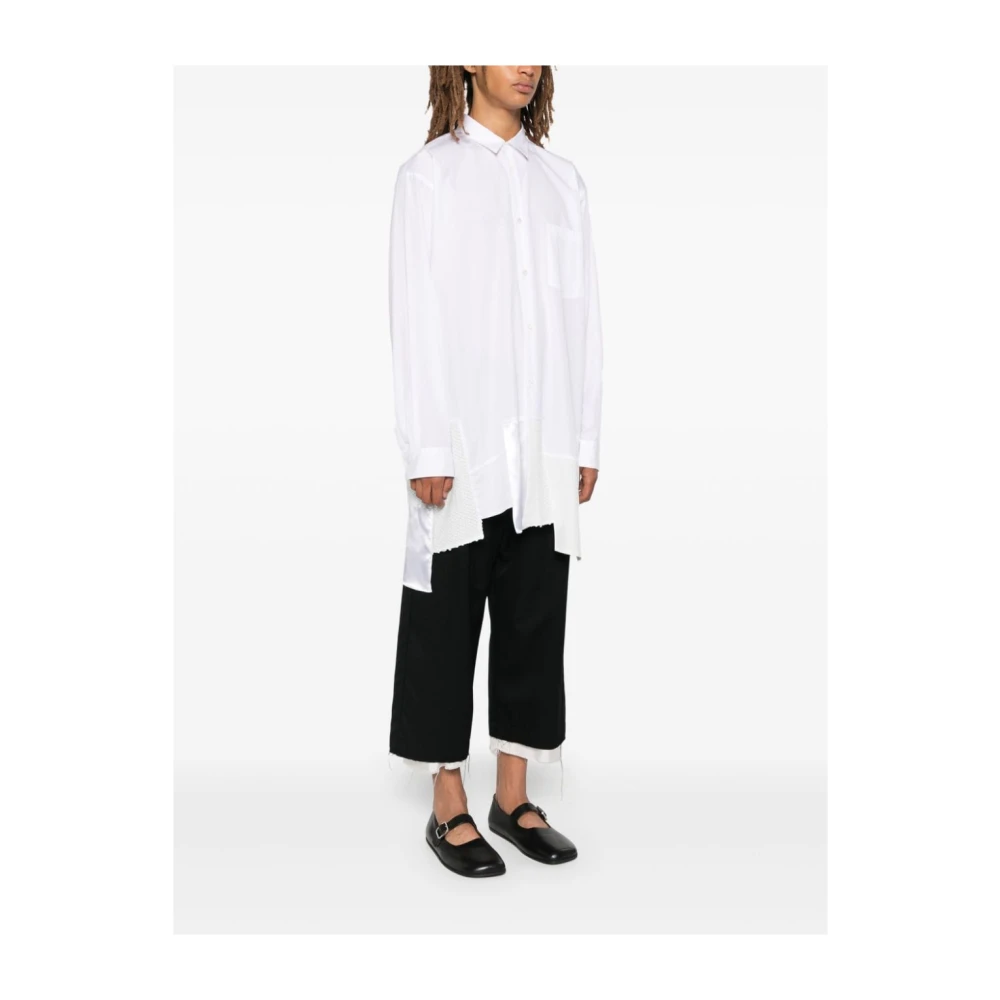 Comme des Garçons Witte Katoenen Patchwork Overhemd Long-Fit White Heren