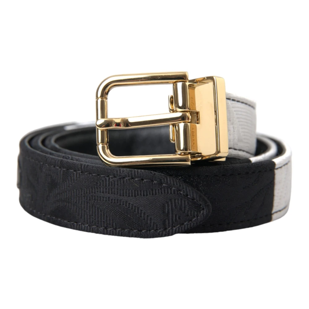 Dolce & Gabbana Zwart Wit Patchwork Metalen Gesp Riem Black Dames