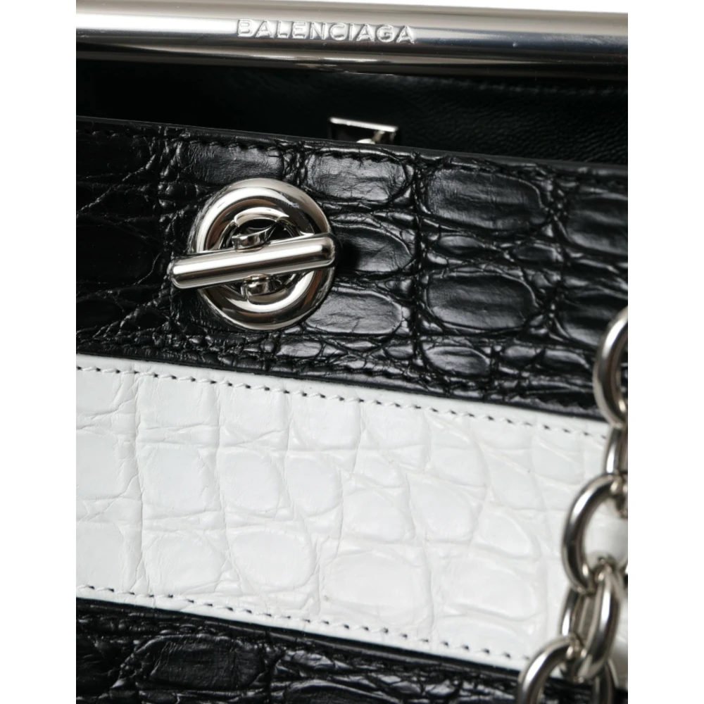Balenciaga Chique Crocodile Maxi Bucket Bag White Dames