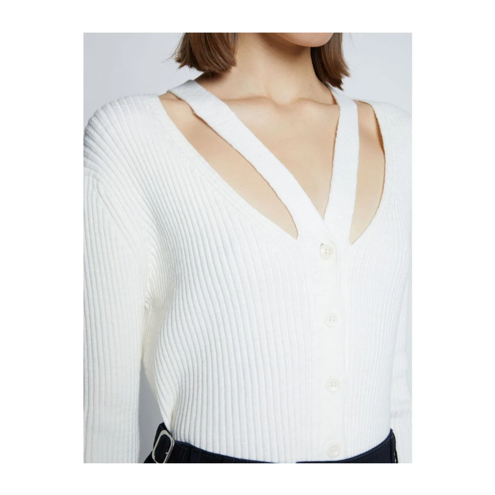 Proenza Schouler Stijlvolle V-Hals Crop Cardigan White Dames
