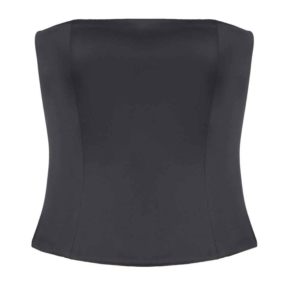 Emporio Armani Zwarte Satijnen Top met Ritssluiting Black Dames