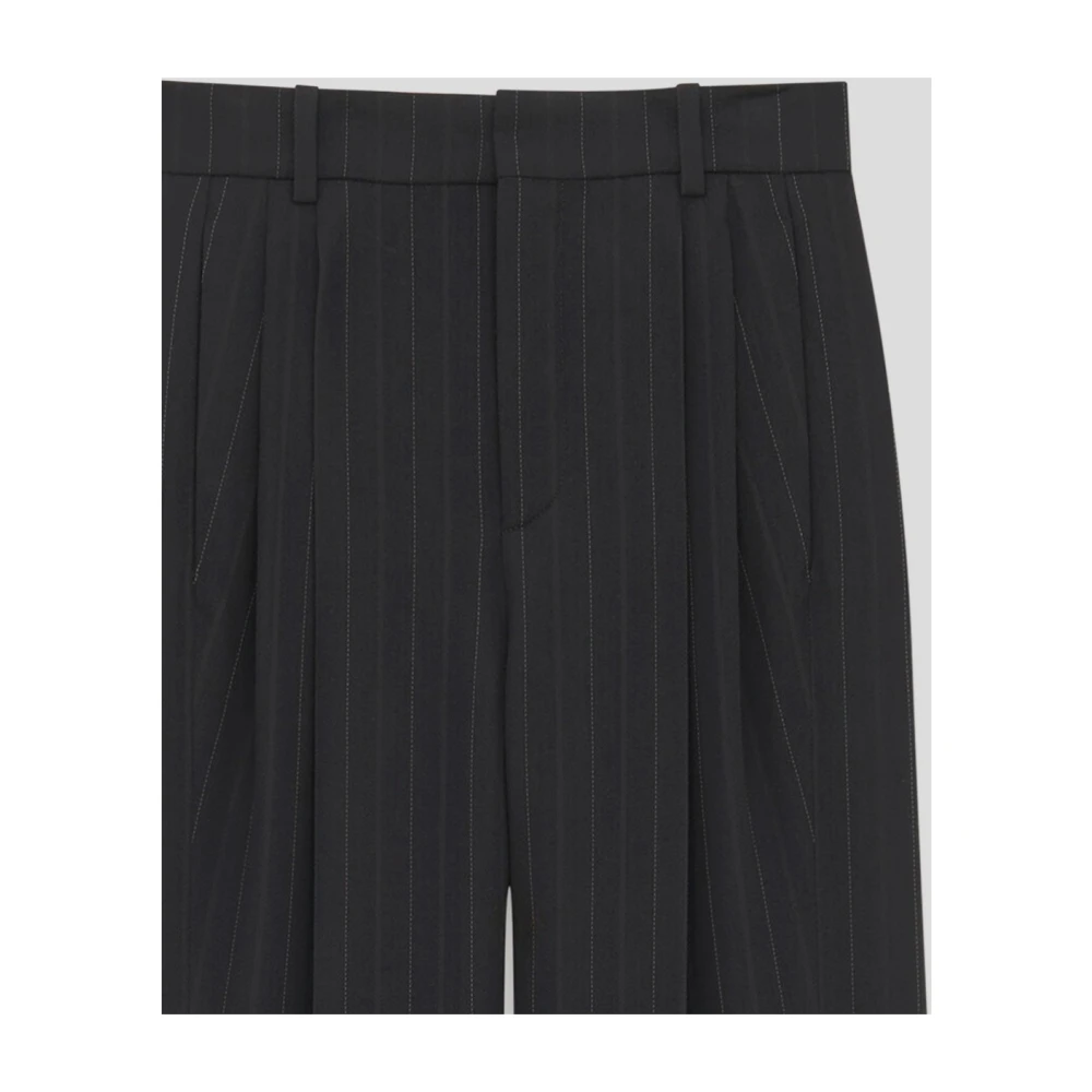 Saint Laurent Wollen Wide-Leg Broek Black Dames