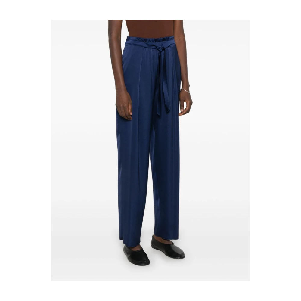 Emporio Armani Blauwe Satijnen Broek met Elastische Taille Blue Dames