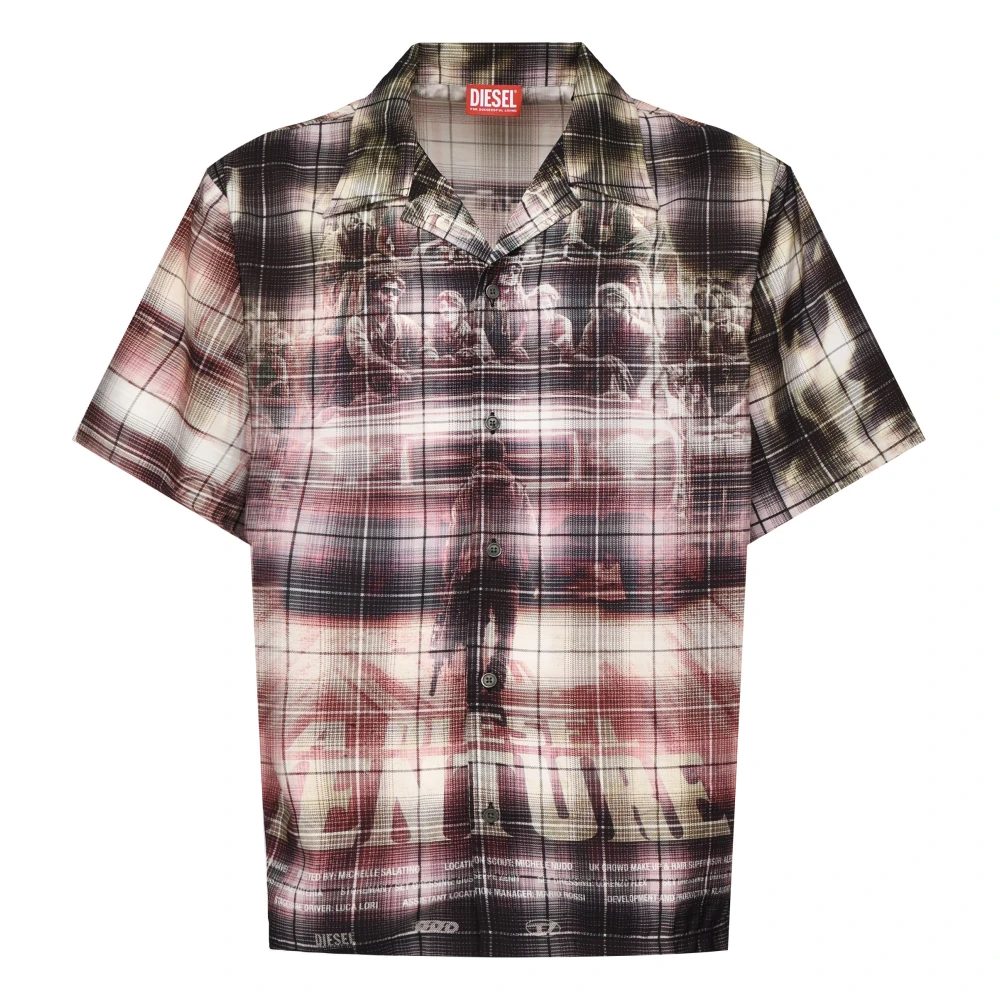 Diesel Film Poster Stijl Viscose Shirts Multicolor Heren