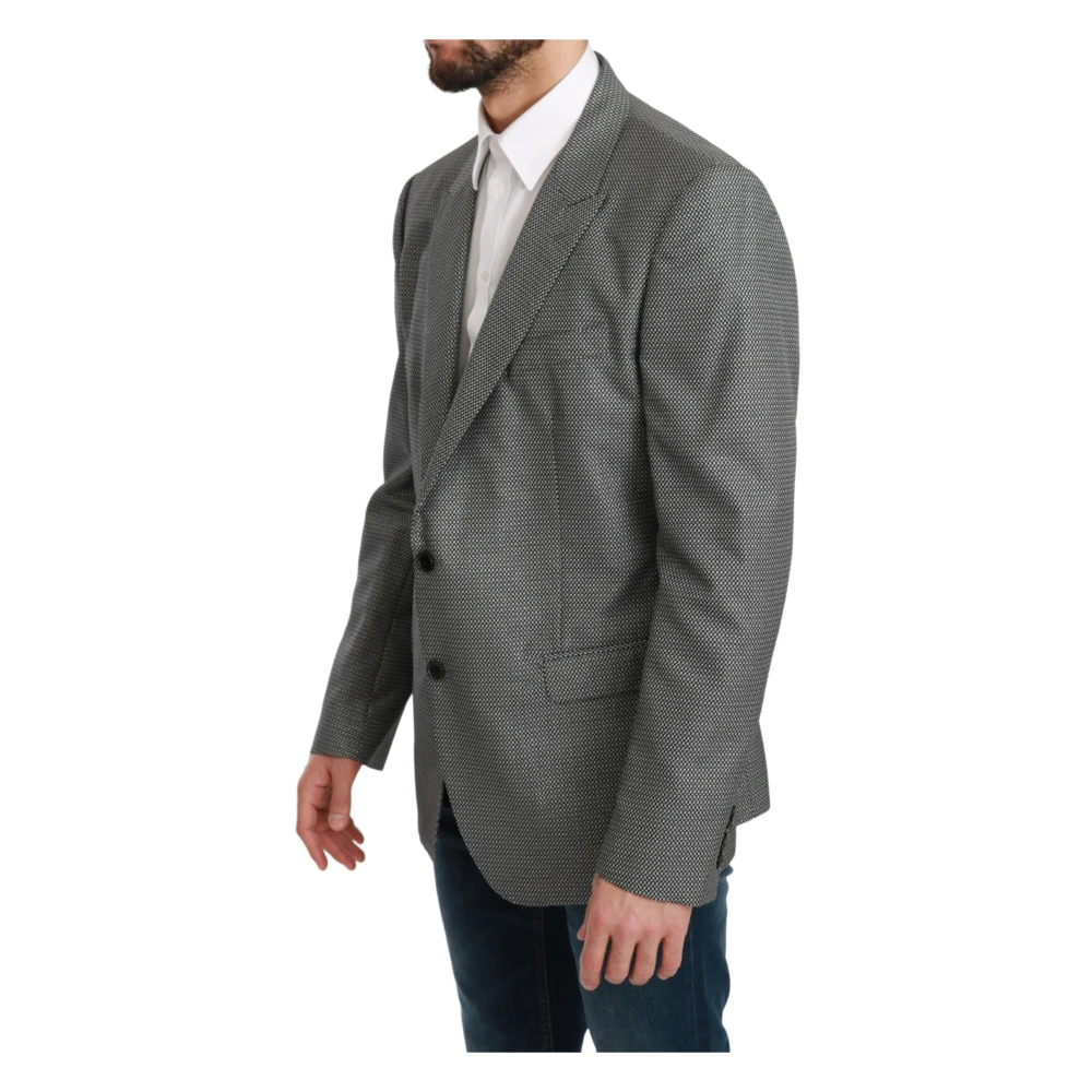 Dolce & Gabbana Grijze Fantasiepatroon Slim Fit Blazer Gray Heren