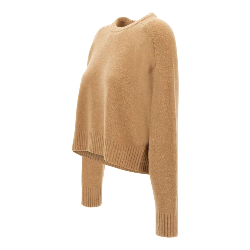 Kangra Bruine Wollen Trui Raglan Ronde Hals Brown Dames
