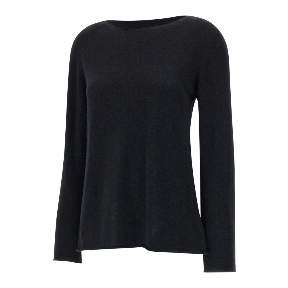 Kaos Zwarte Wol Boothals Trui Black Dames
