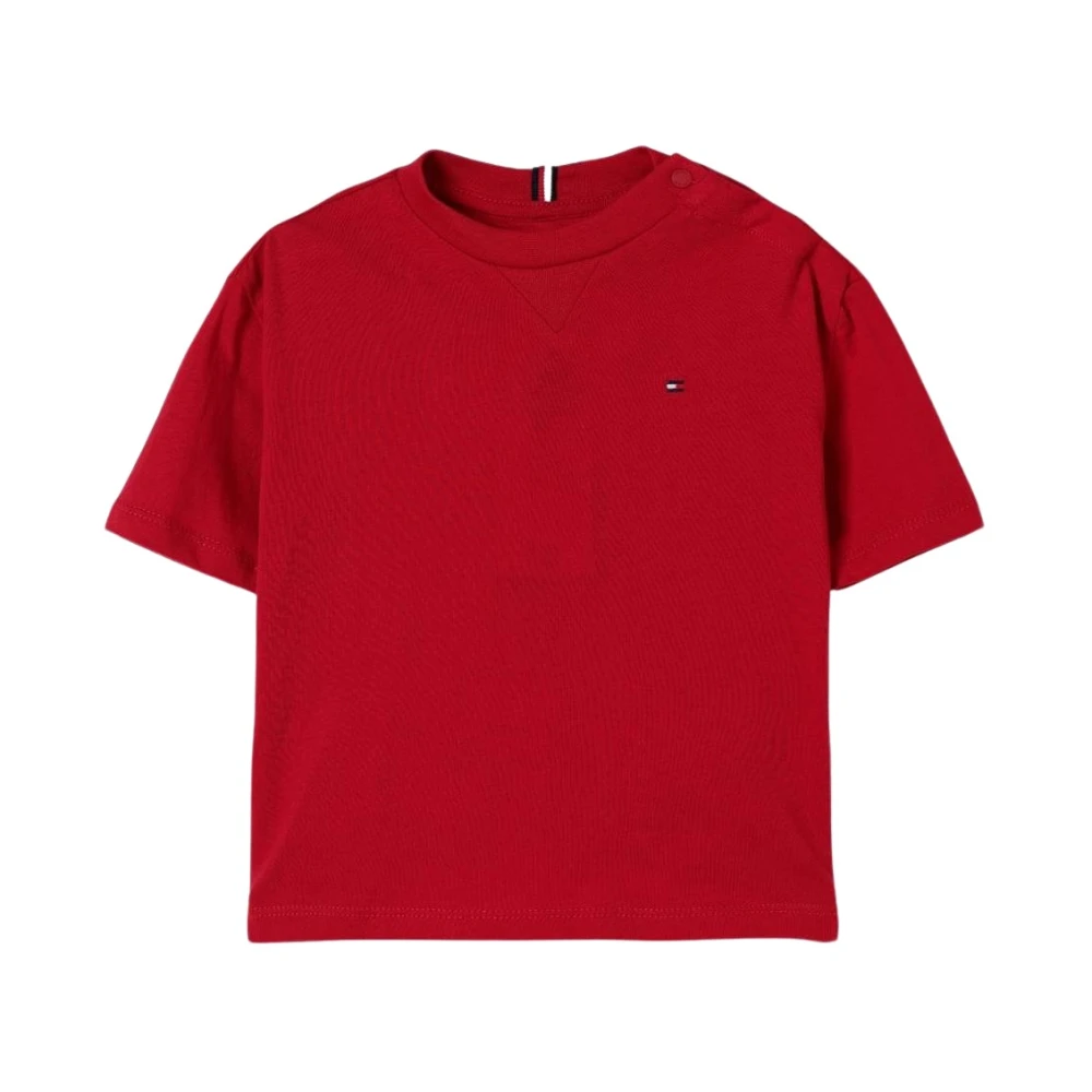 Tommy Hilfiger Boys Red T-Shirts,, Crew Neck Tee For Kids Medium