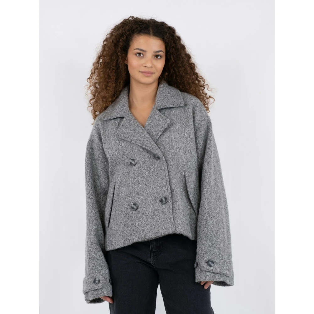 NEO NOIR Zachte Grijze Melange Jas Gray Dames