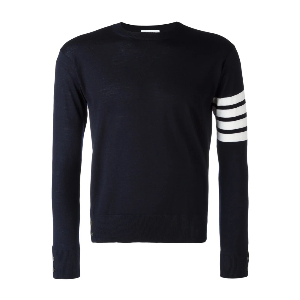 Thom Browne Blauwe Klassieke Crewneck Trui Blue Heren