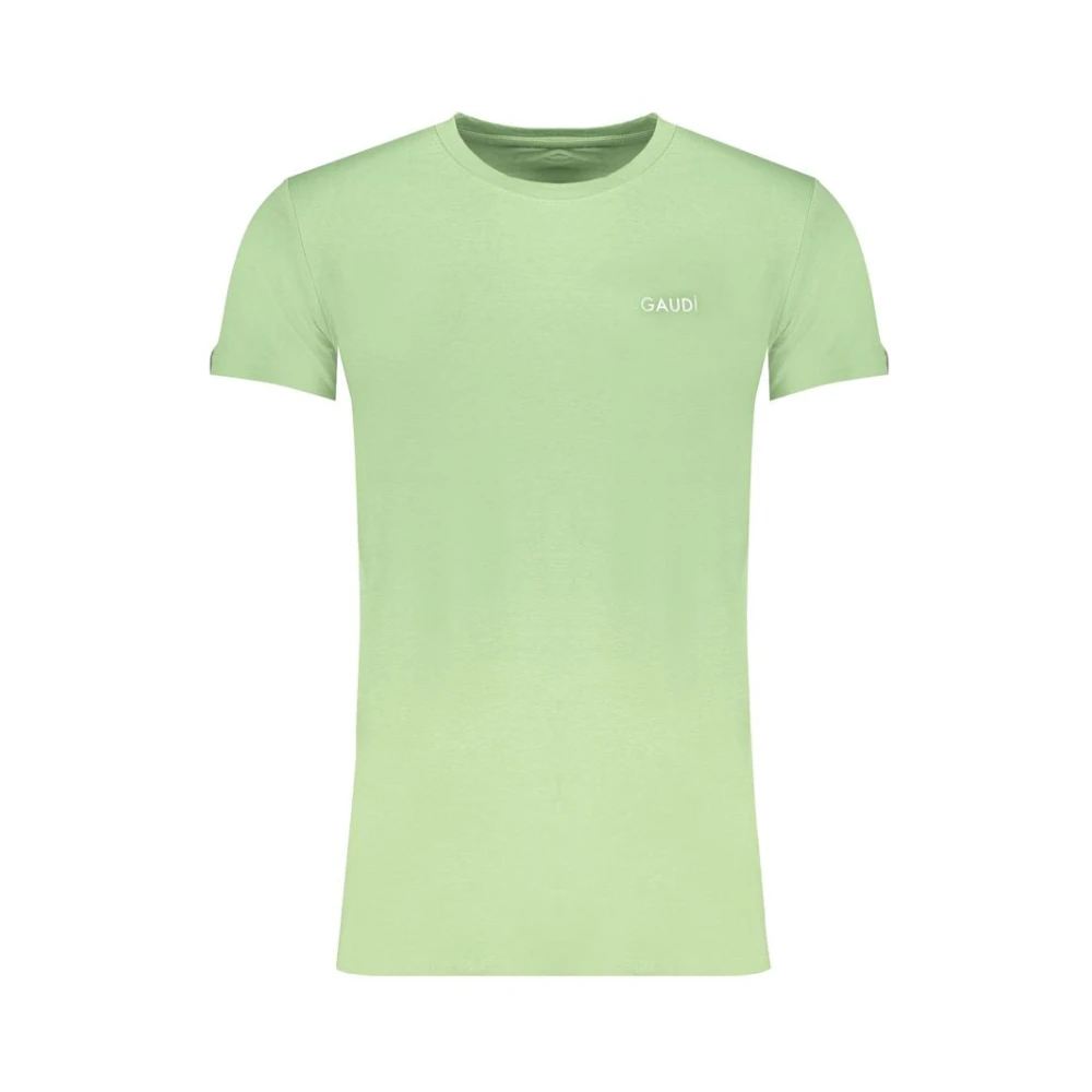 Gaudi Groen Katoenen T-shirt met Print Logo Green Heren