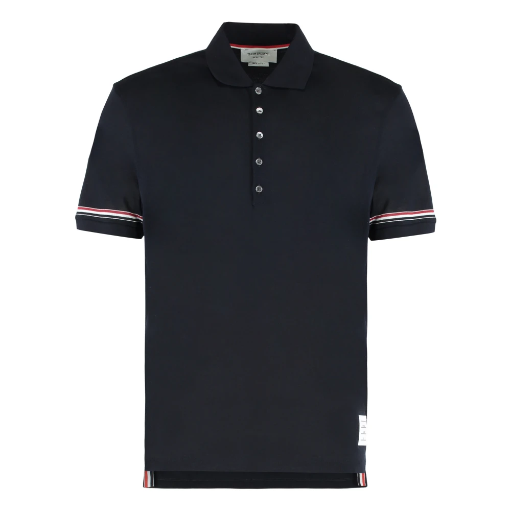 Thom Browne Men's Blue Polo Shirts, M, Cotton Pique Polo