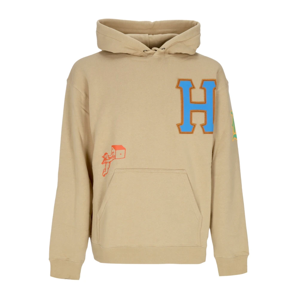 HUF Casual Oatmeal Hoodie met Patches Beige Heren