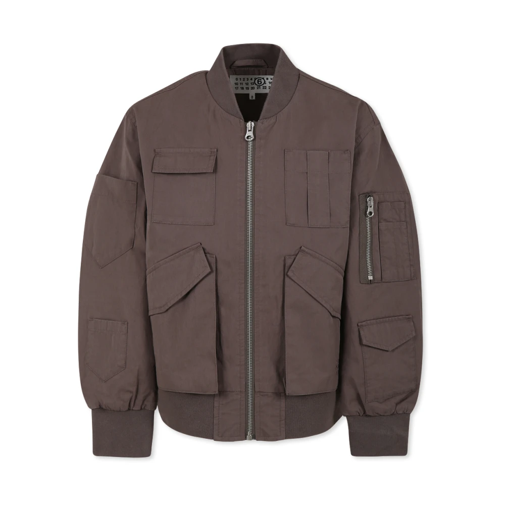 MM6 Maison Margiela Brun bomberjacka med kontrasterande logotyp Brown, Pojke