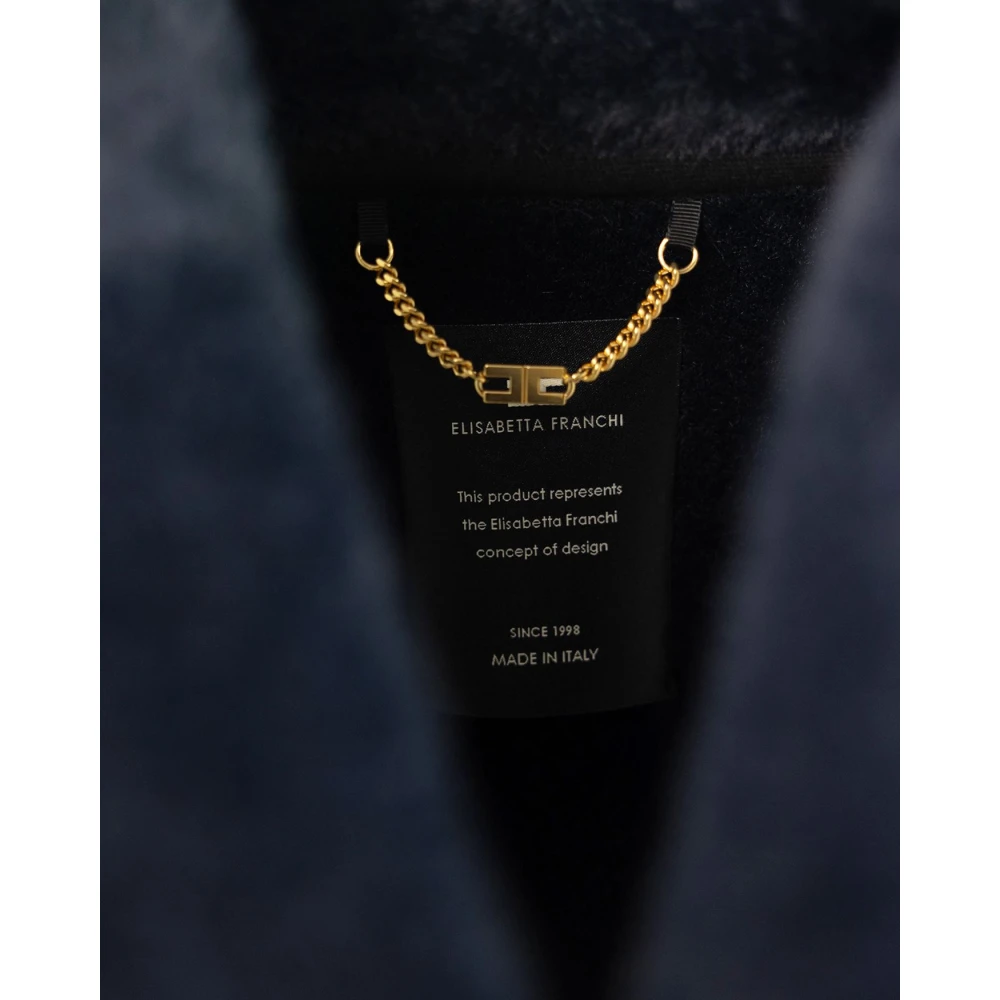 Elisabetta Franchi Zwarte Gebreide Bontjas Black Dames