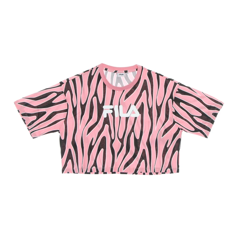 Fila Peony All Over Cropped Tee Pink Dames