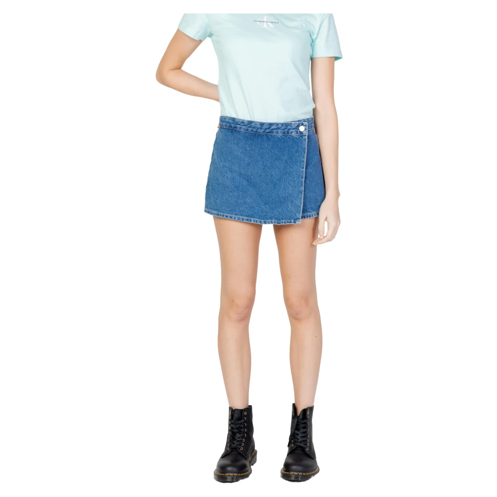 Calvin Klein Jeans Lente Zomer Wrap Shorts Blue Dames
