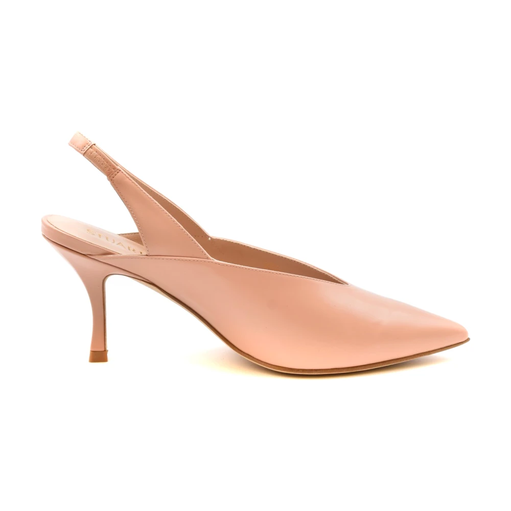 Stuart Weitzman Women's Pink Low Heel Leather Pumps