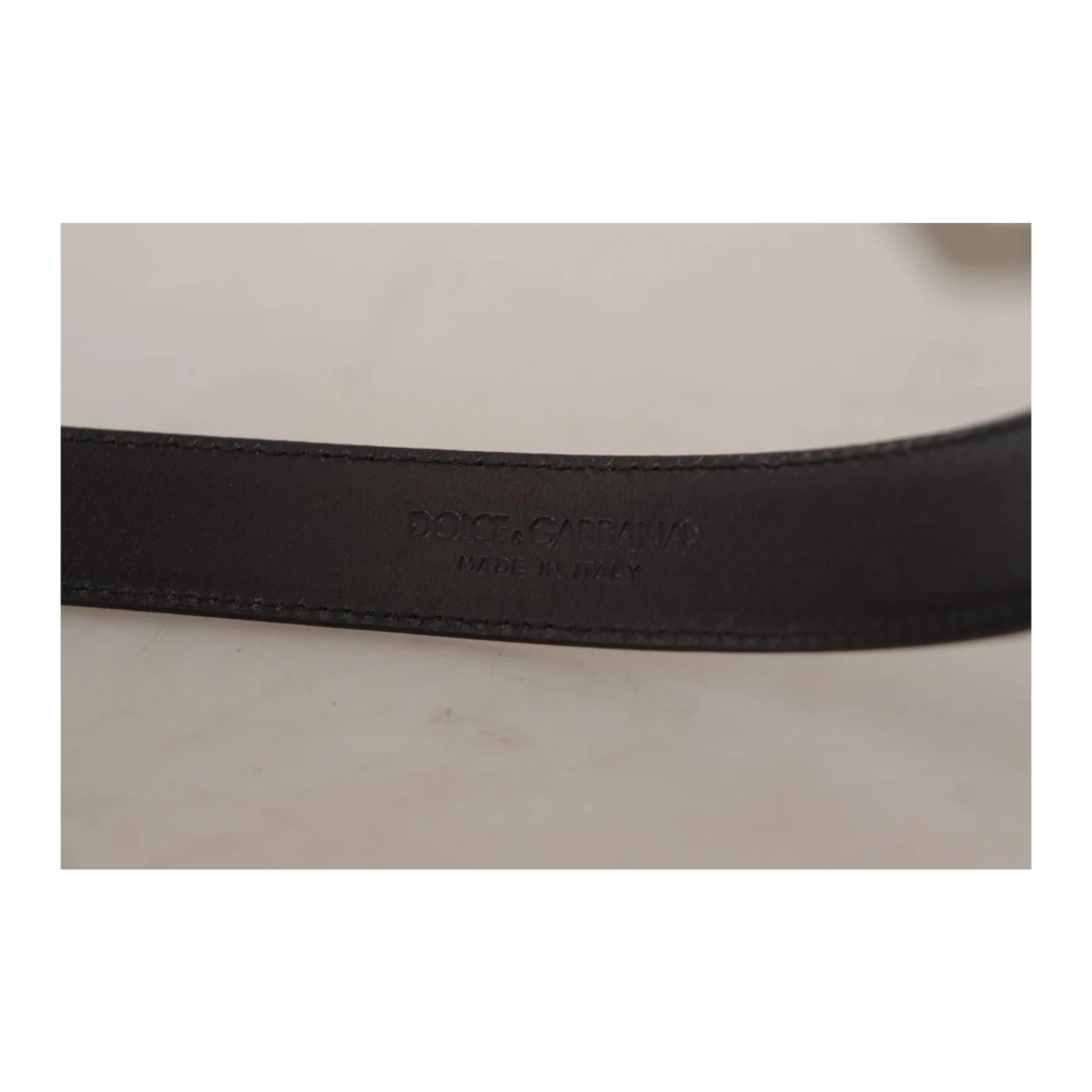 Dolce & Gabbana Gegraveerde Metalen Gesp Leren Riem Black Heren