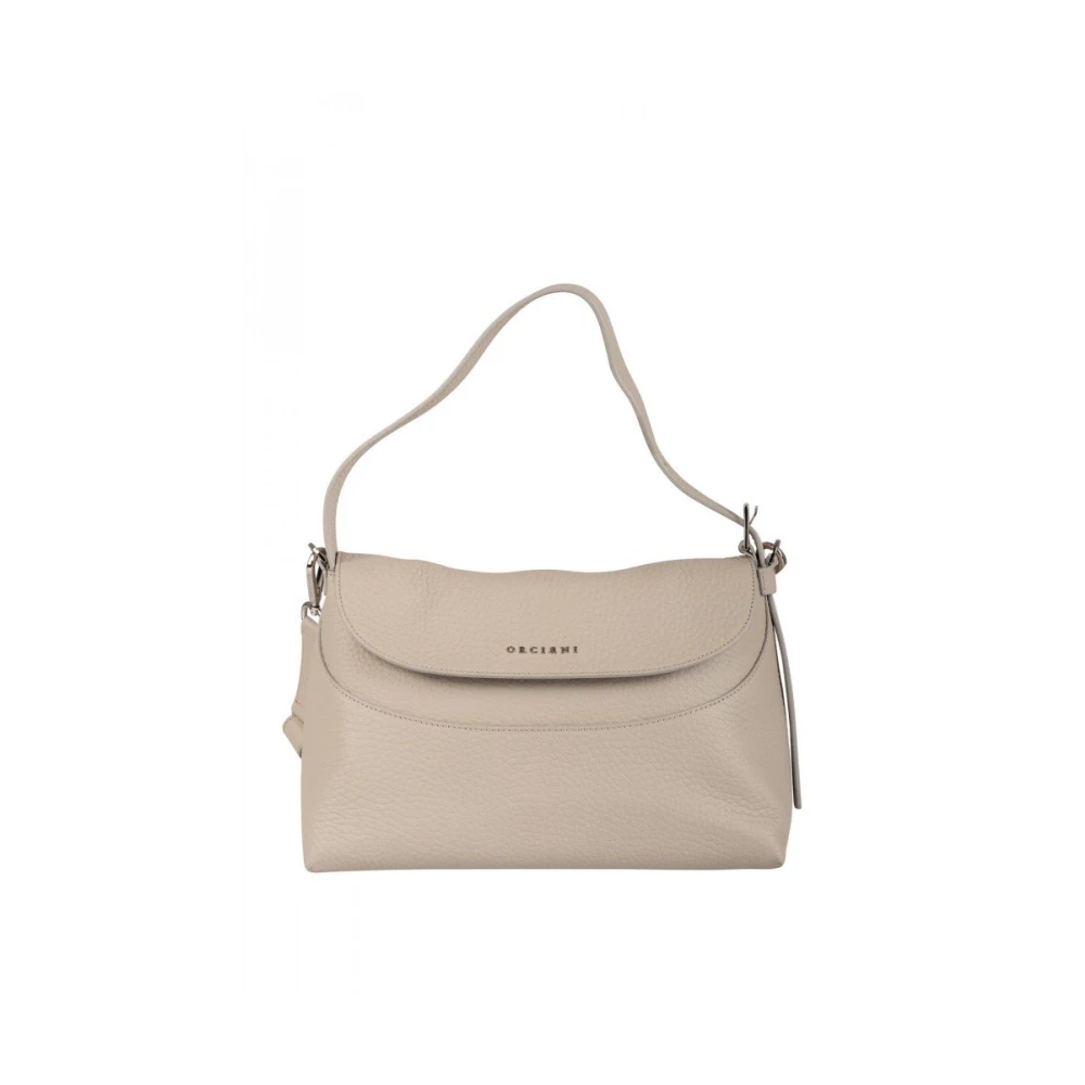 Orciani Gehamerde leren tas met verstelbare band Beige Dames