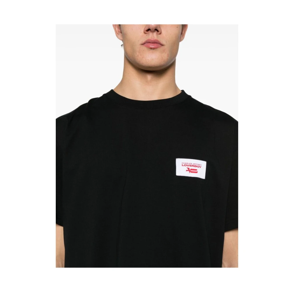 Loverboy by Charles Jeffrey Zwarte Katoenen T-shirt met Logo Patch Black Heren