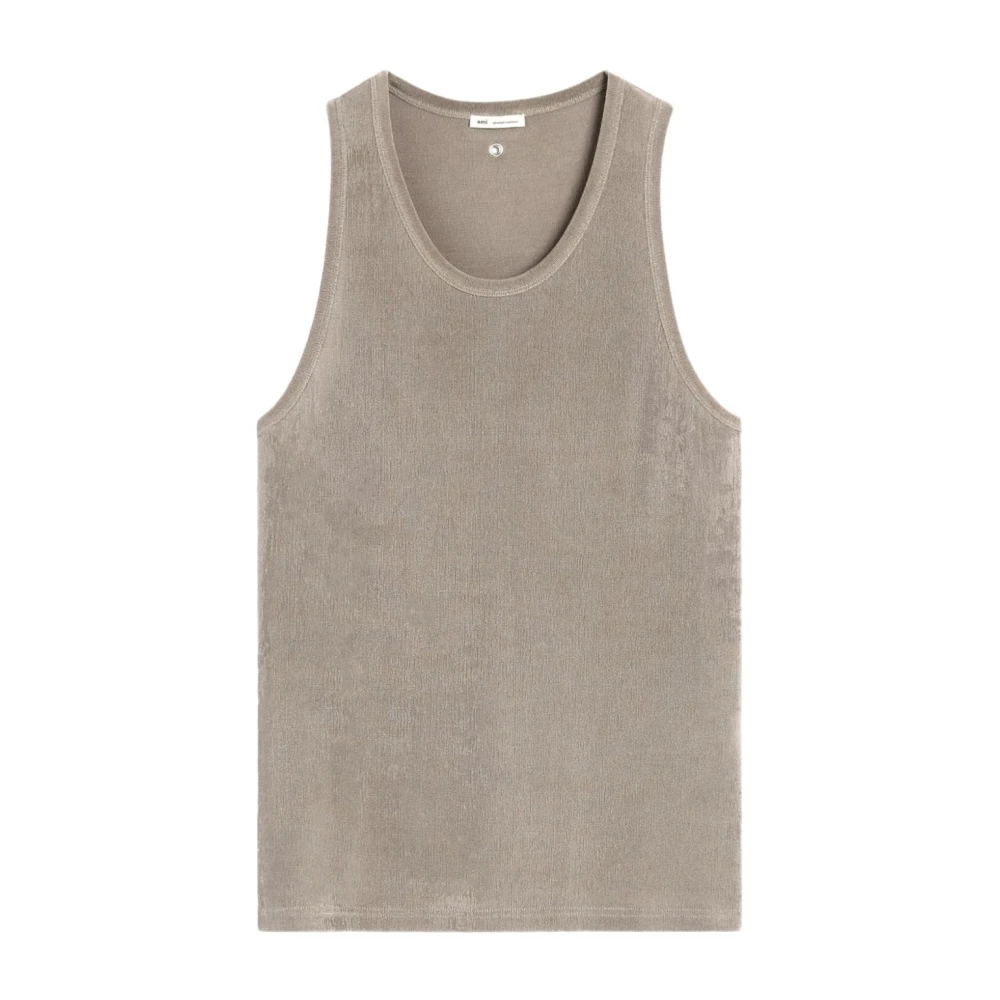 Ami Paris Stijlvolle mouwloze oogjesdetail T-shirts Gray Heren