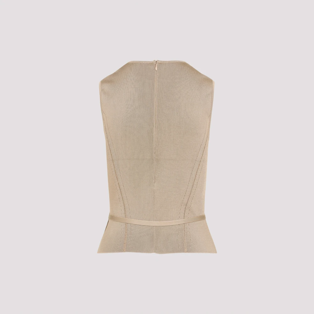Ralph Lauren Mouwloze Top met Ronde Hals Beige Dames