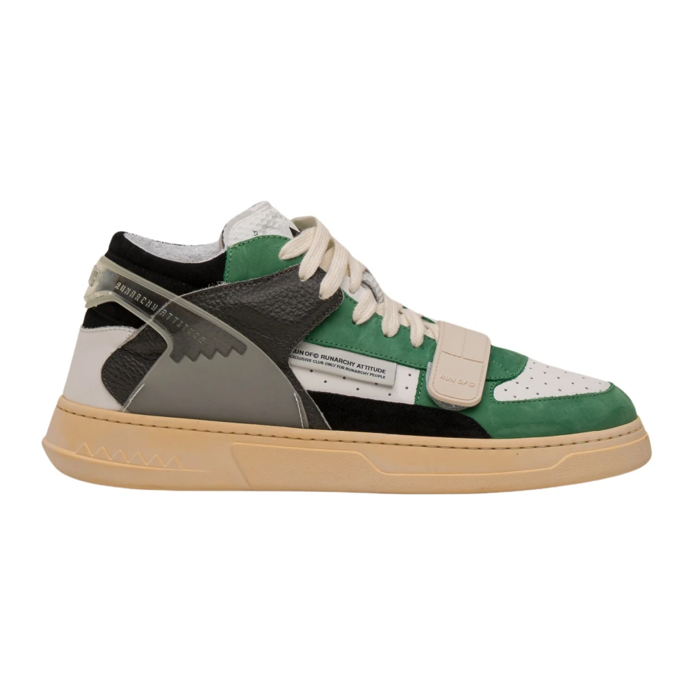 RUN OF Multicolor Leren Sneakers Green Heren